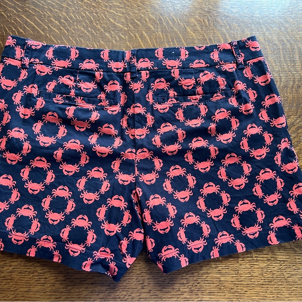 Crown and Ivy size 14 Crab Print Women's Shorts Navy and Hot Red NWOT